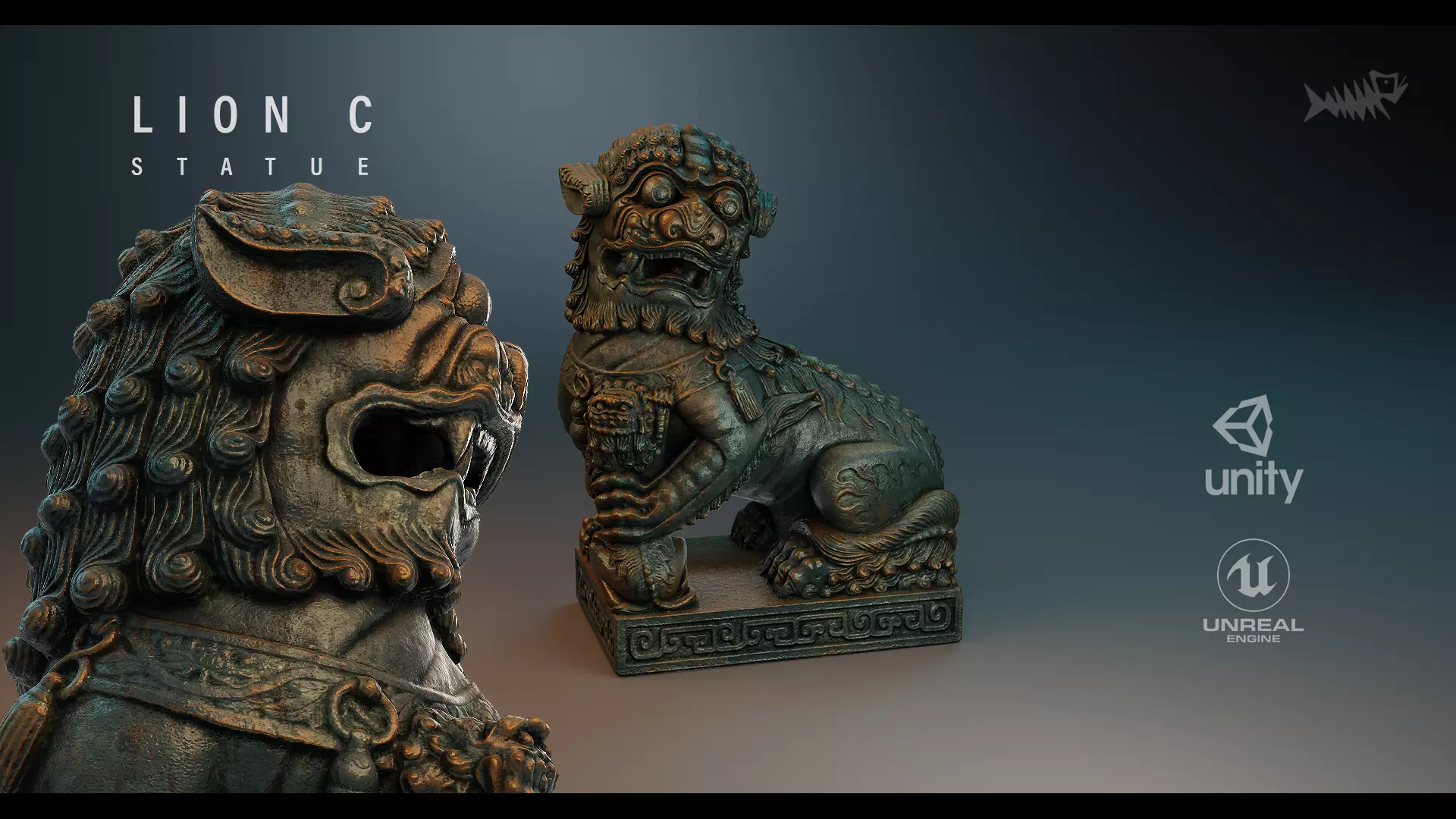 Lion C chinese statue of 3D model_0
