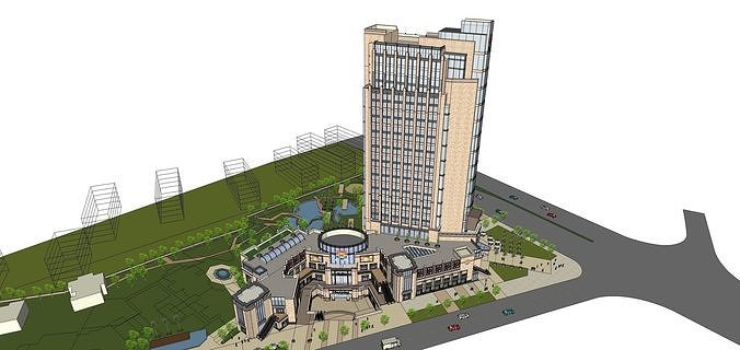 Sketchup Commercial Hotel Office Complex R1 3D model 5