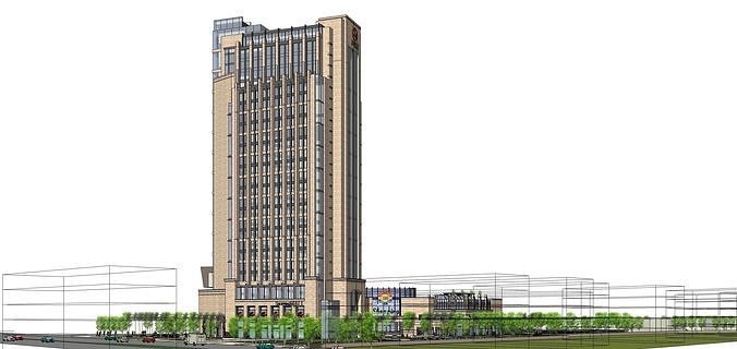 Sketchup Commercial Hotel Office Complex R1 3D model 7