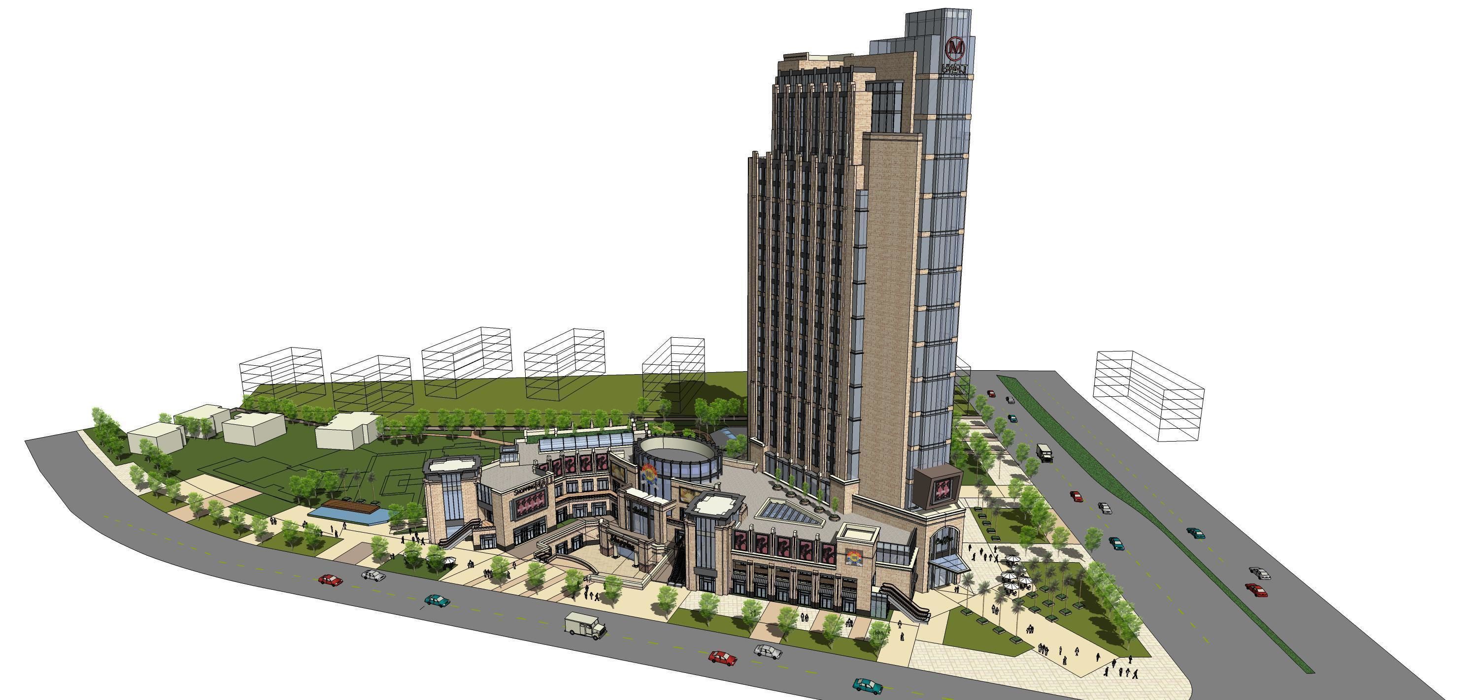 Sketchup Commercial Hotel Office Complex R1 3D model_9