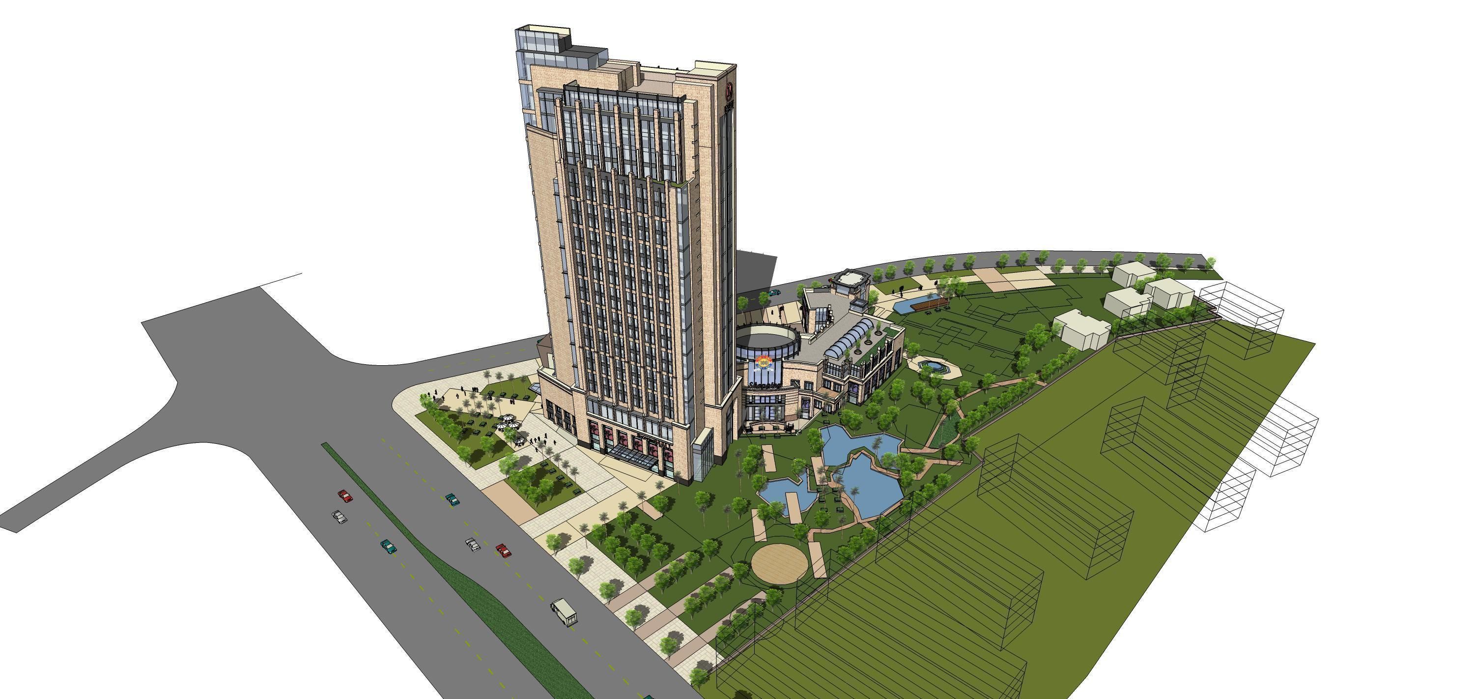 Sketchup Commercial Hotel Office Complex R1 3D model_3