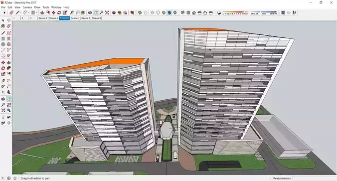 Sketchup Commercial Hotel Office Complex R2