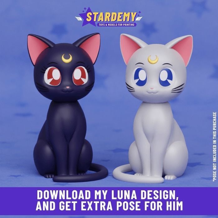 ARTEMIS SAILOR MOON STATUE TOY Laying Cat 3D print model_2