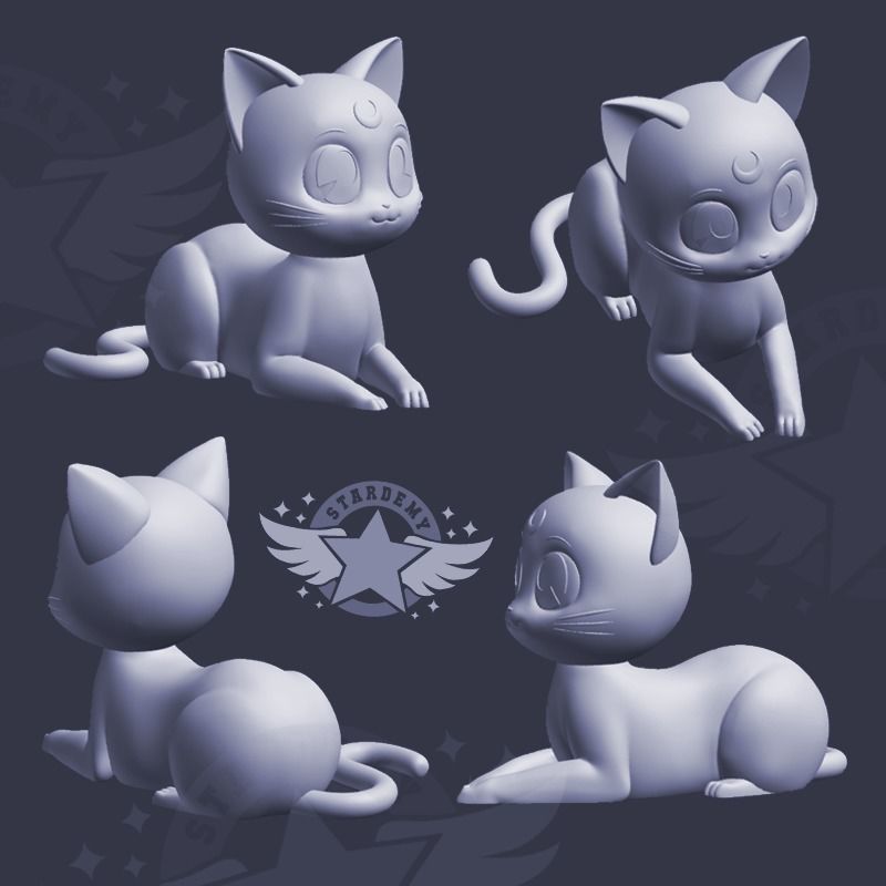 ARTEMIS SAILOR MOON STATUE TOY Laying Cat 3D print model_3