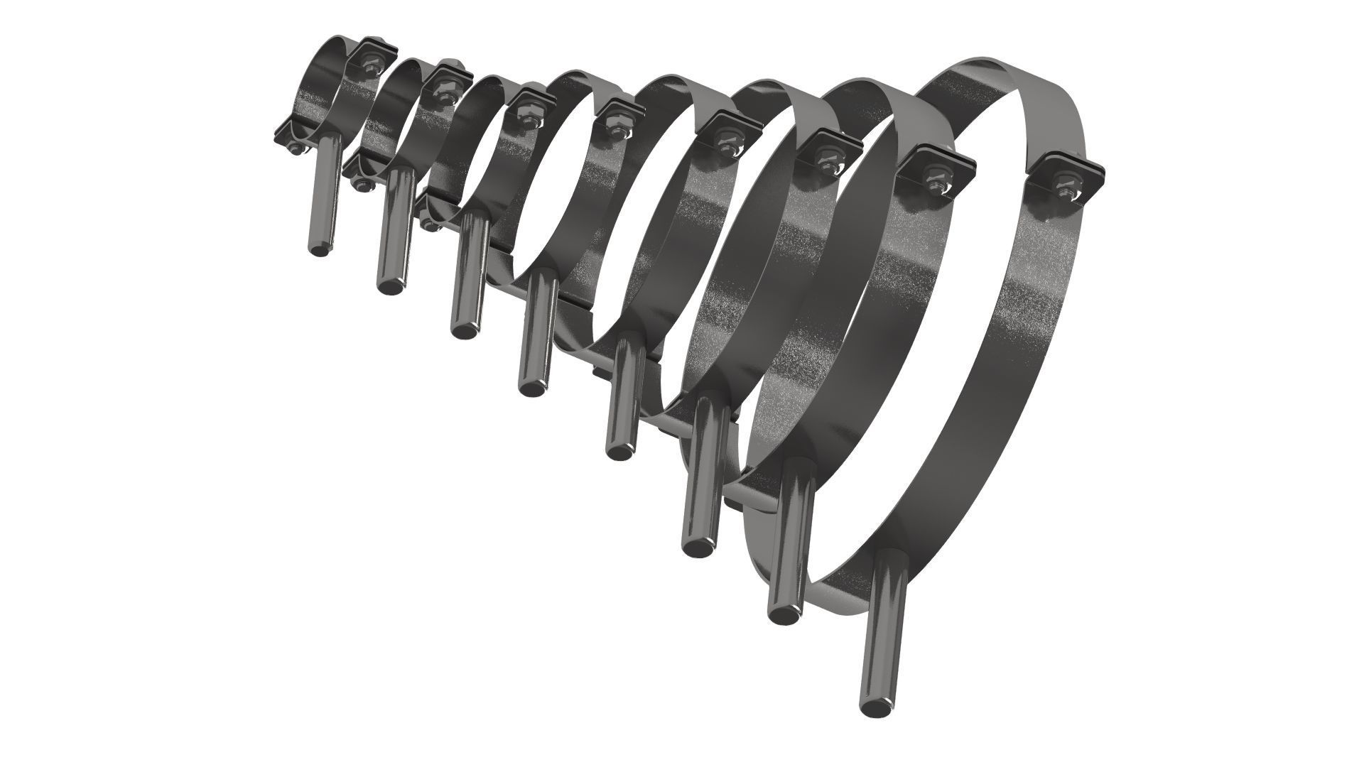 Standard pipe clamps Low-poly 3D model_1