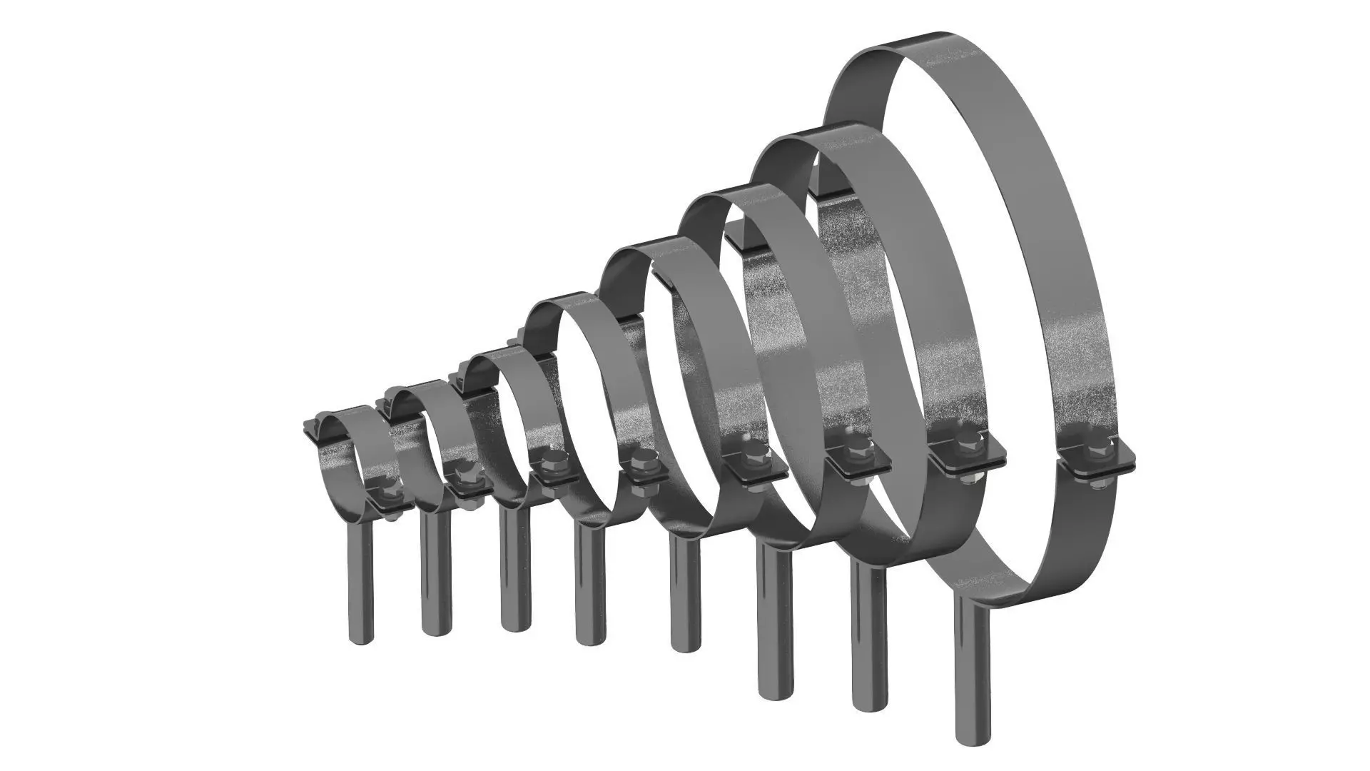 Standard pipe clamps Low-poly 3D model_0