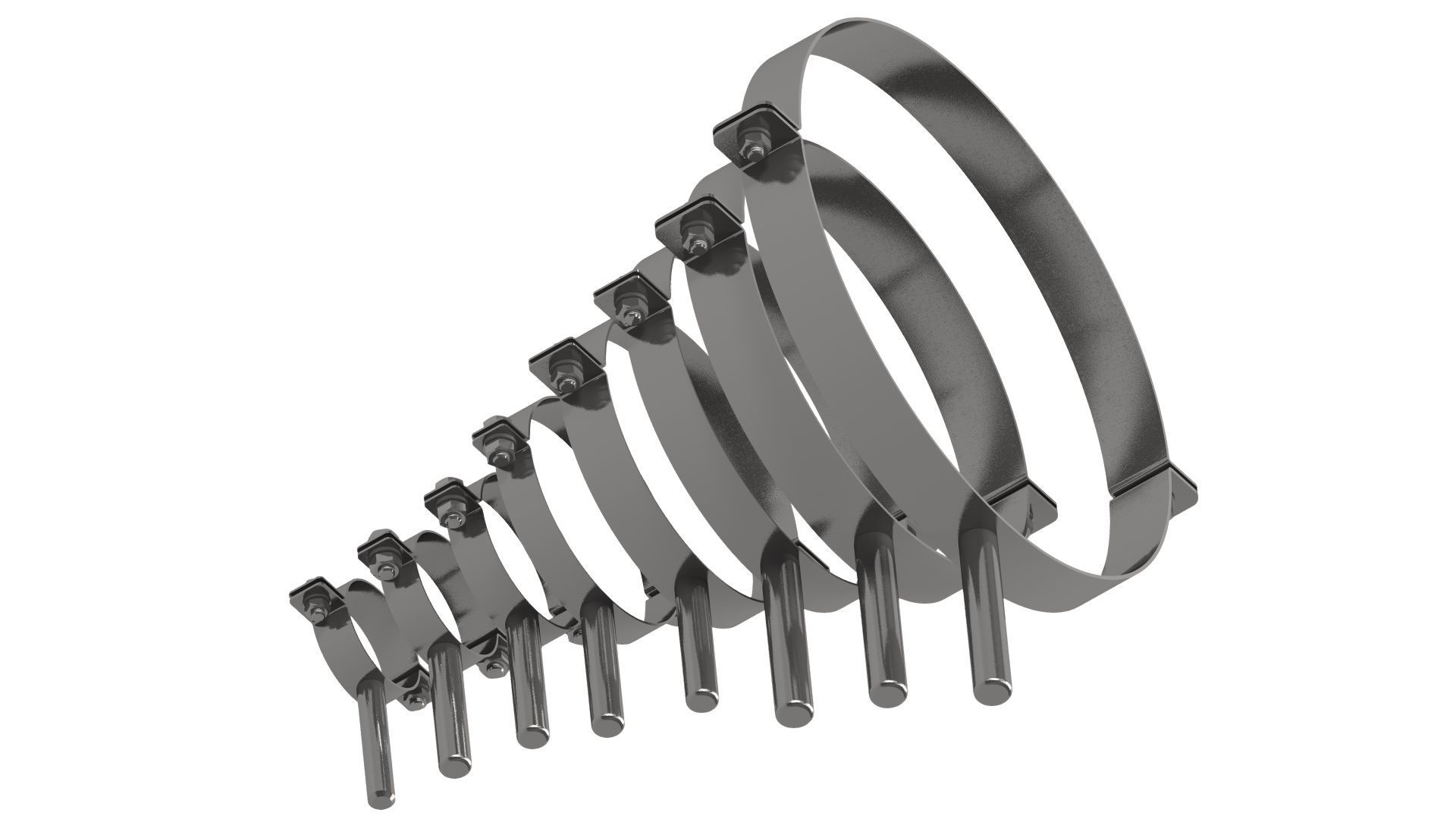 Standard pipe clamps Low-poly 3D model_4