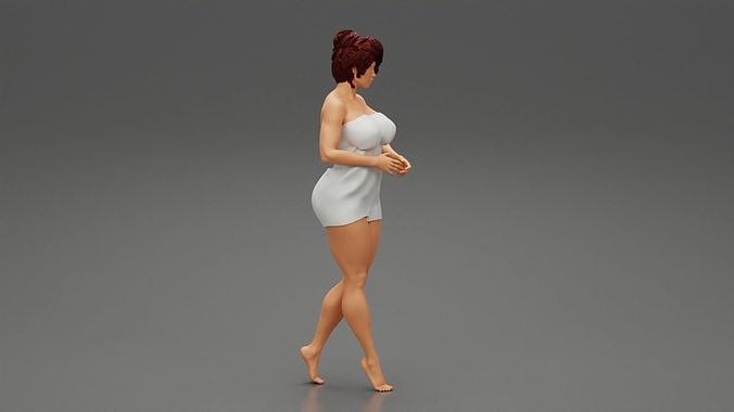 Woman Getting Out From Bathtub 3D print model