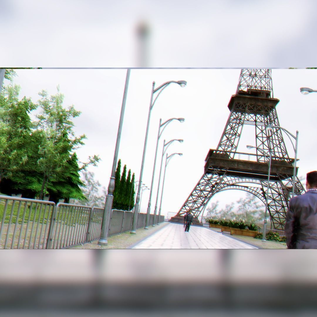 Paris City Eiffel Tower and Park Scene 3D model_2