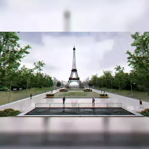 Paris City Eiffel Tower and Park Scene