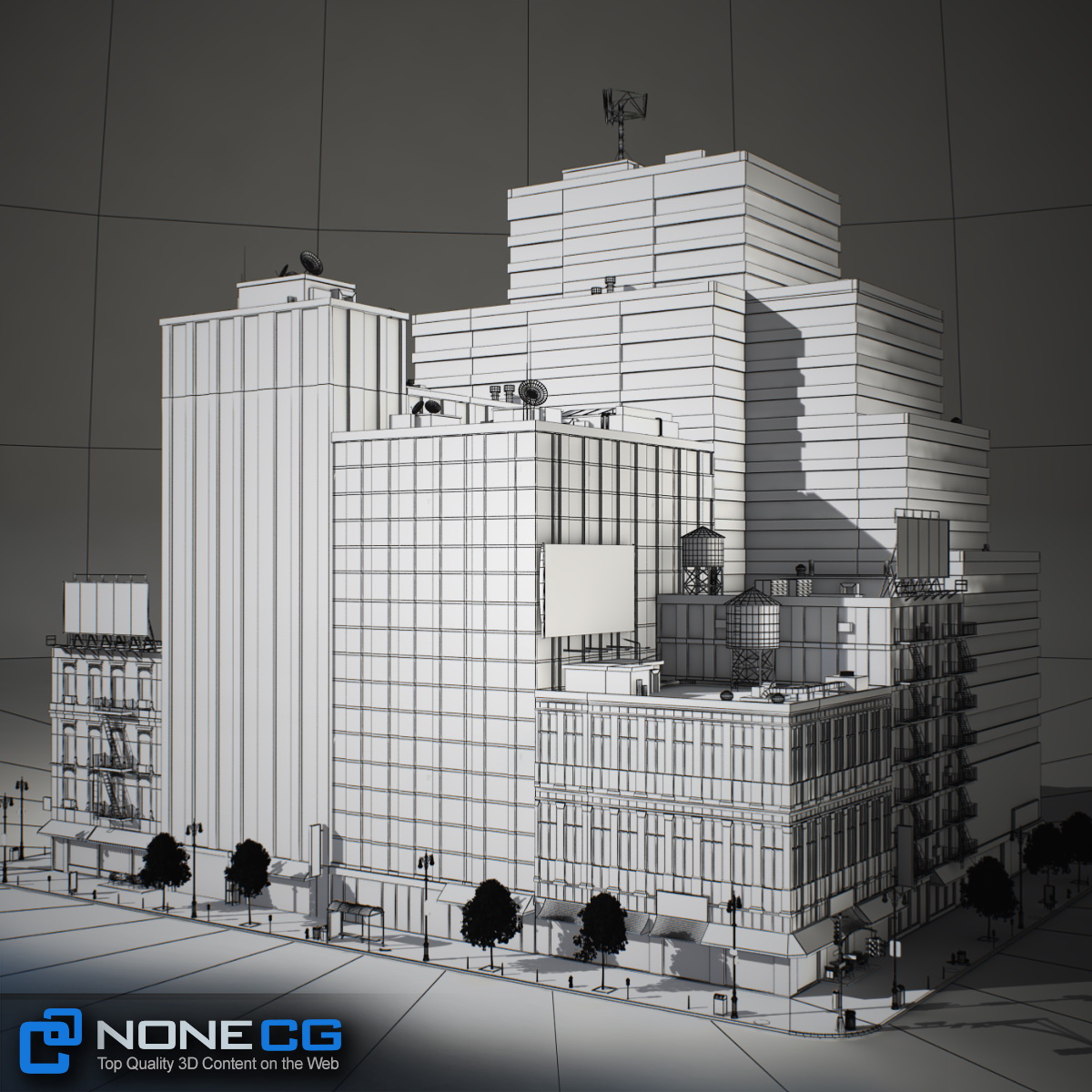 NYC Block Set 6 V2 Low-poly 3D model_28