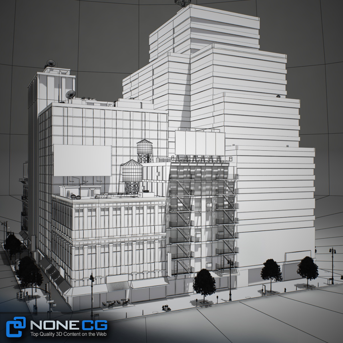 NYC Block Set 6 V2 Low-poly 3D model_34