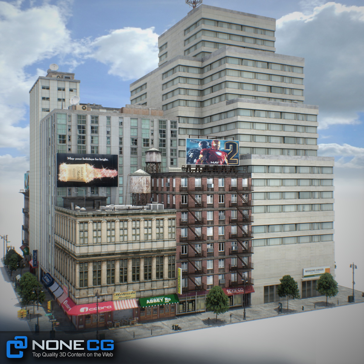 NYC Block Set 6 V2 Low-poly 3D model_8