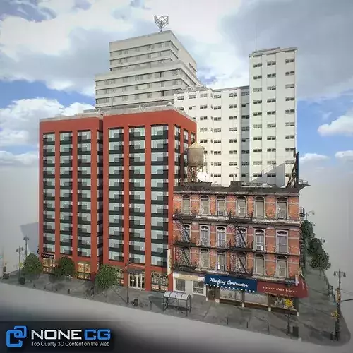 New York Block Set 6 V2 Low-poly 3D model 4