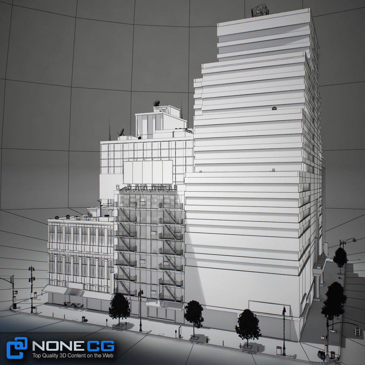 NYC Block Set 6 V2 Low-poly 3D model_35