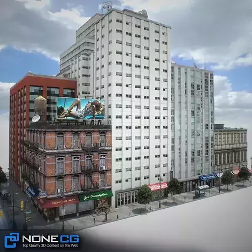 New York Block Set 6 V2 Low-poly 3D model 3