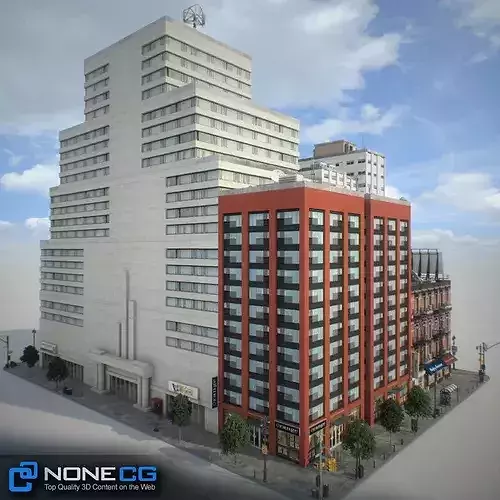 New York Block Set 6 V2 Low-poly 3D model 7