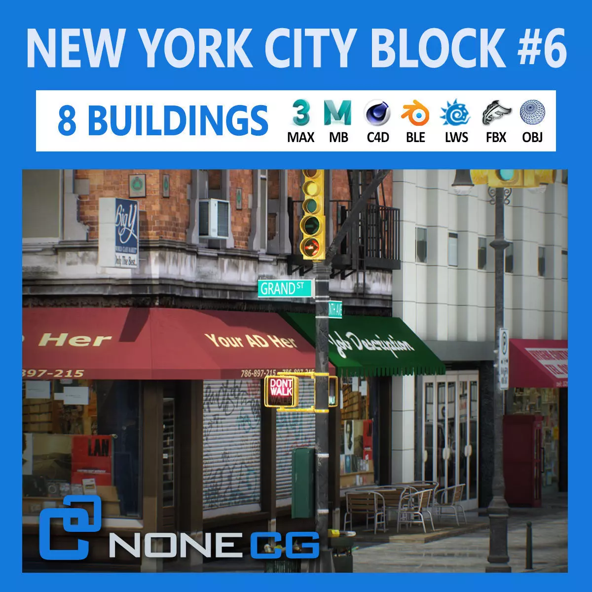NYC Block Set 6 V2 Low-poly 3D model_0