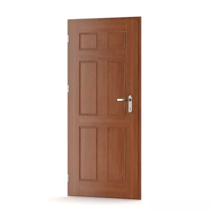 Wooden Door With Metal Handle 3D model_0
