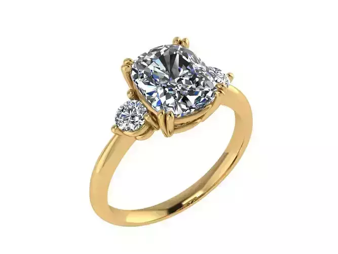 Ring099 oval diamond engagement ring gold 3D print model