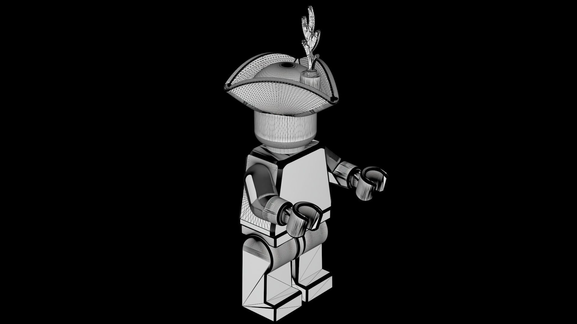 Pirate lego character with no texture and rigging 3D model_7