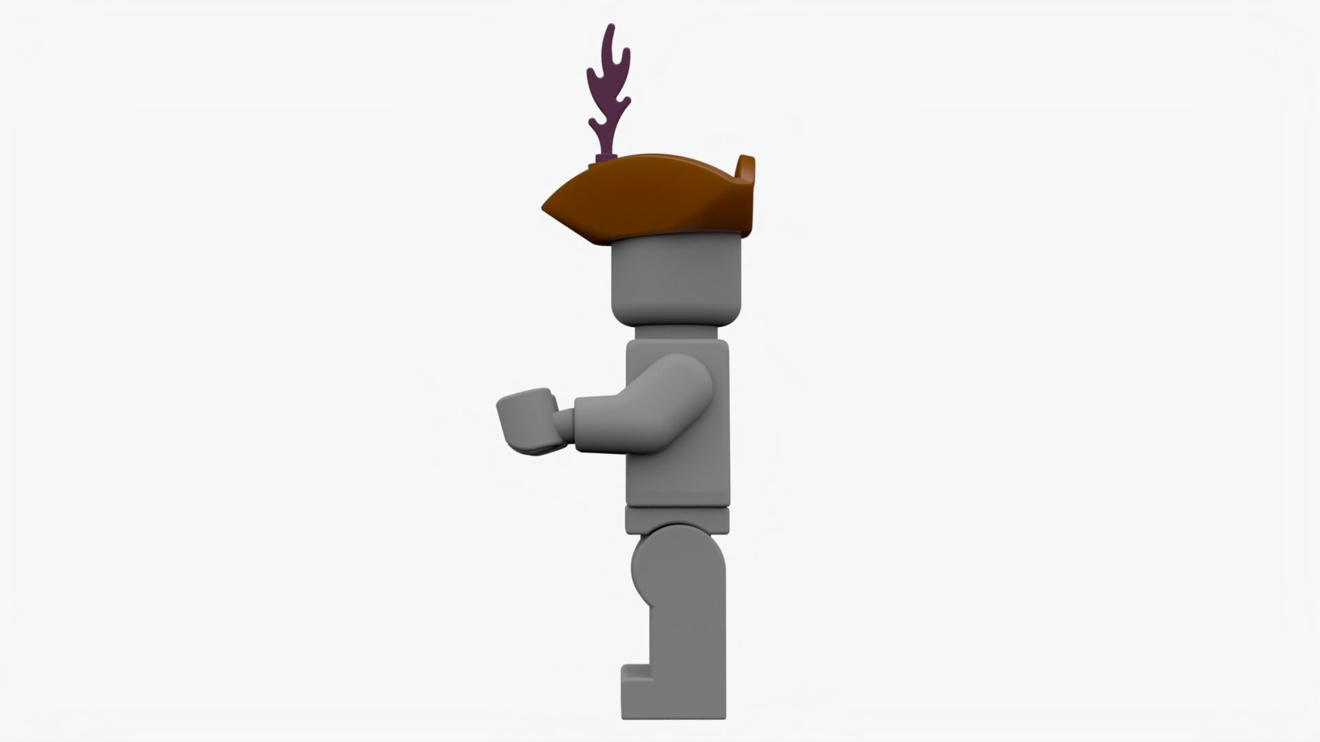 Pirate lego character with no texture and rigging 3D model_2