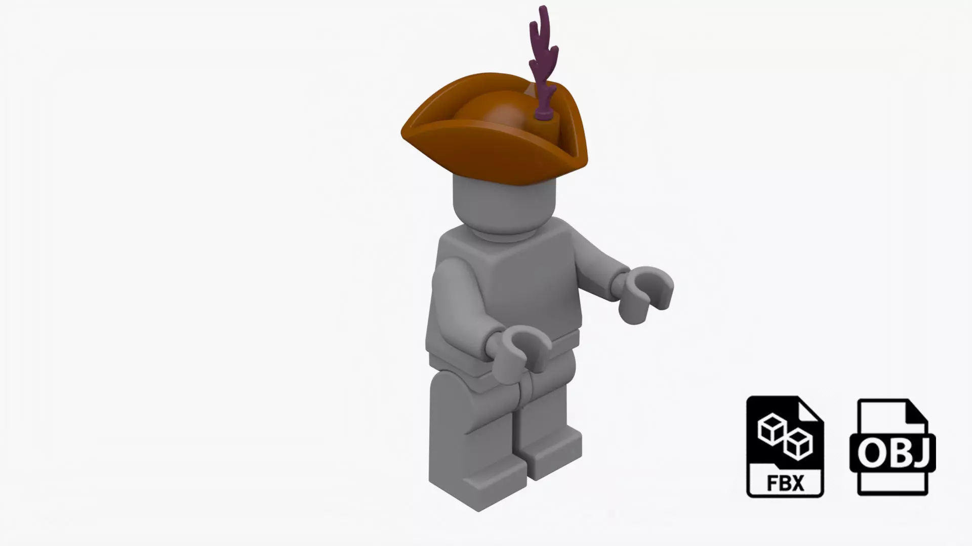 Pirate lego character with no texture and rigging 3D model_0