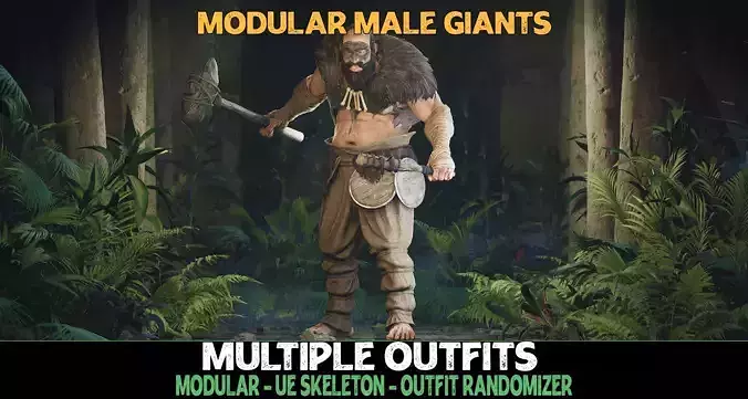 Fantasy Giant - Modular Male with Randomization Low-poly 3D model
