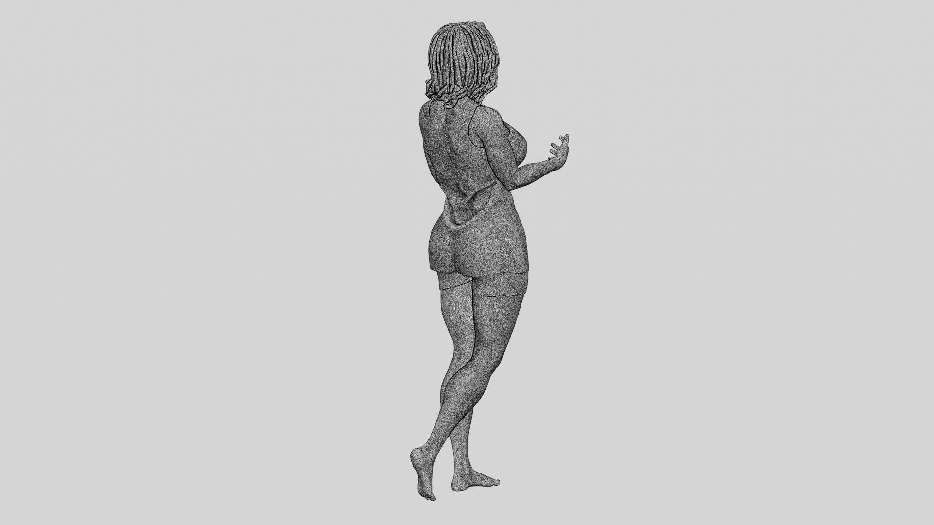 Young Woman Standing and Opening her Hands with Ready to Hug 3D print model_14
