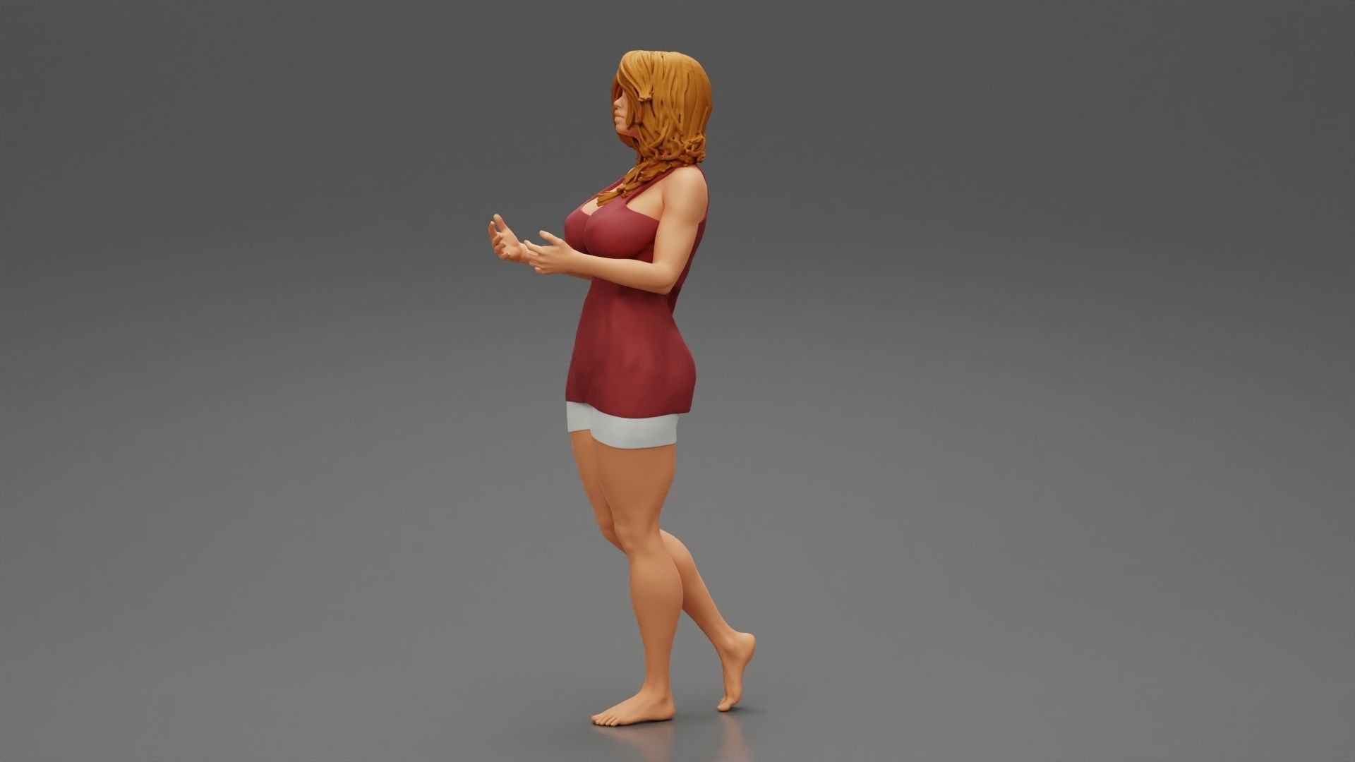Young Woman Standing and Opening her Hands with Ready to Hug 3D print model_4