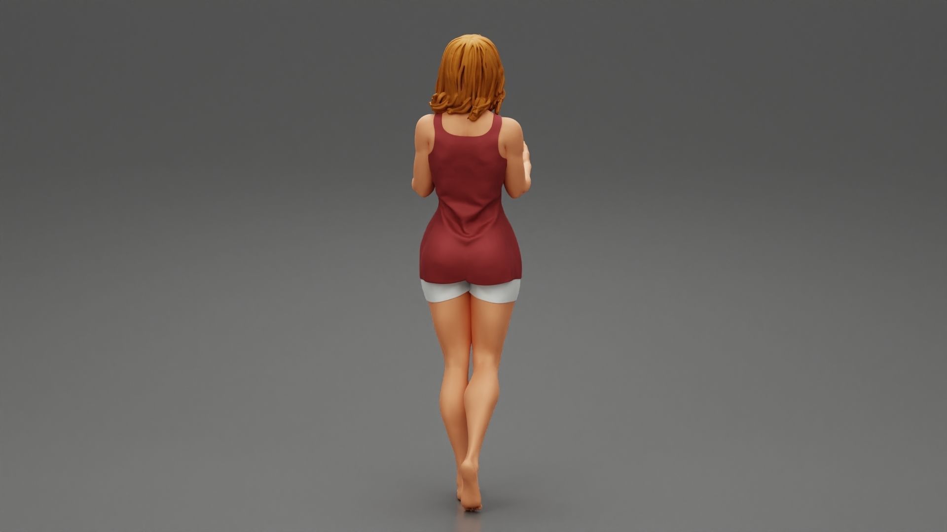 Young Woman Standing and Opening her Hands with Ready to Hug 3D print model_2