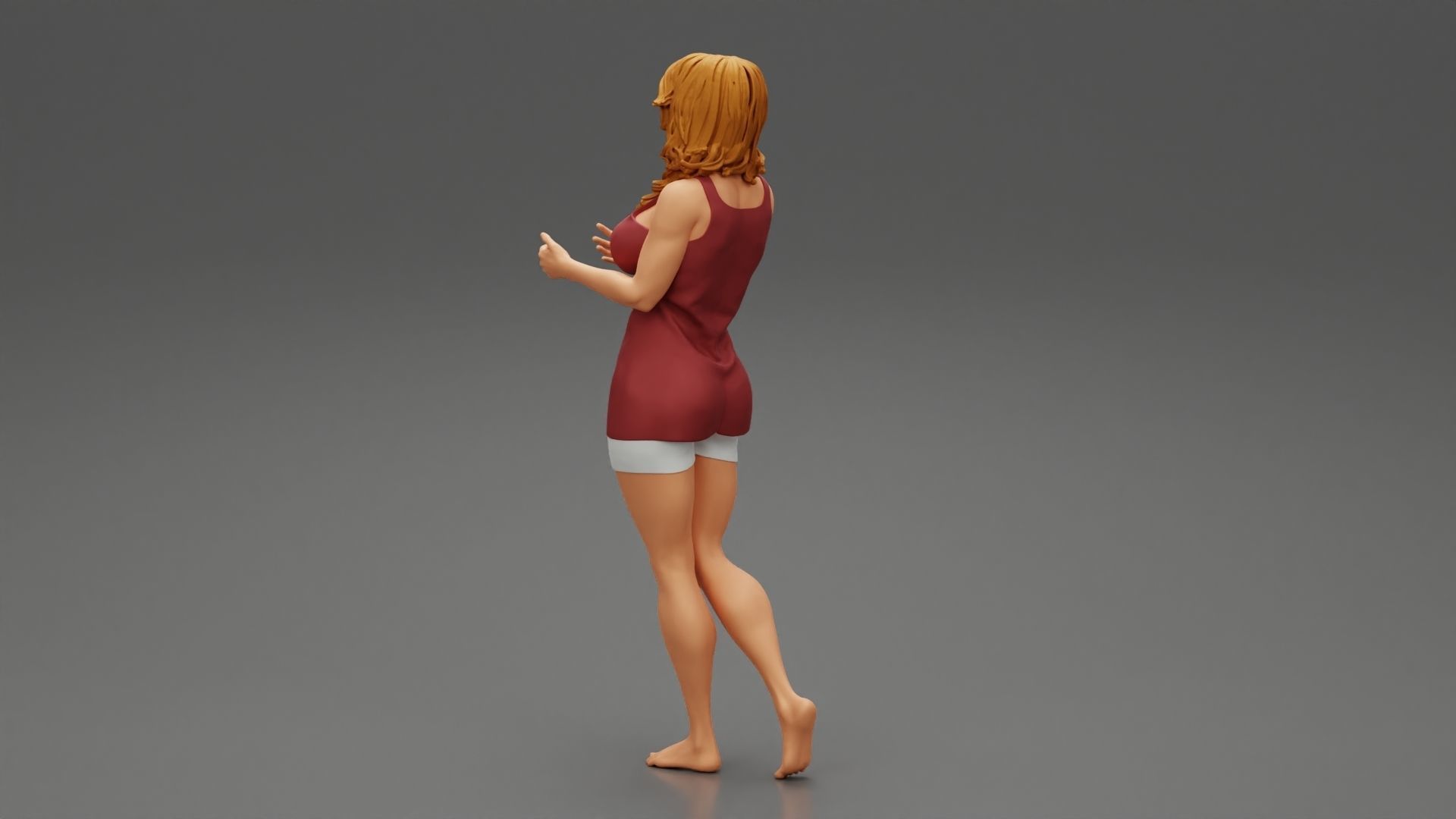 Young Woman Standing and Opening her Hands with Ready to Hug 3D print model_3