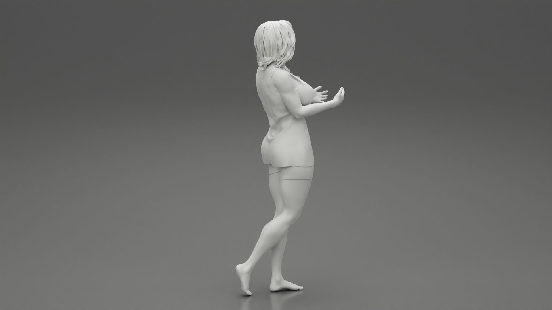 Young Woman Standing and Opening her Hands with Ready to Hug 3D print model_7