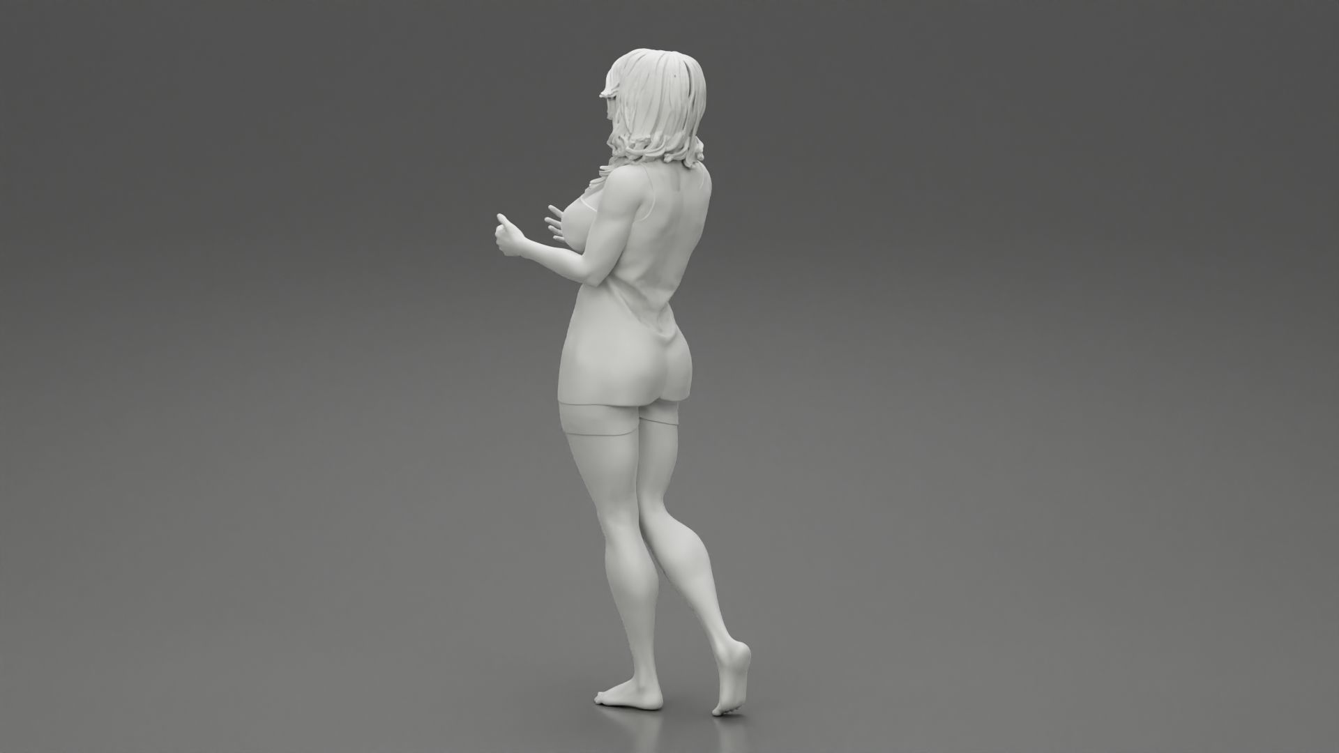 Young Woman Standing and Opening her Hands with Ready to Hug 3D print model_9
