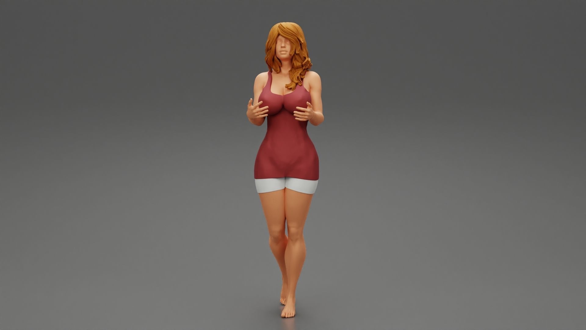 Young Woman Standing and Opening her Hands with Ready to Hug 3D print model_5
