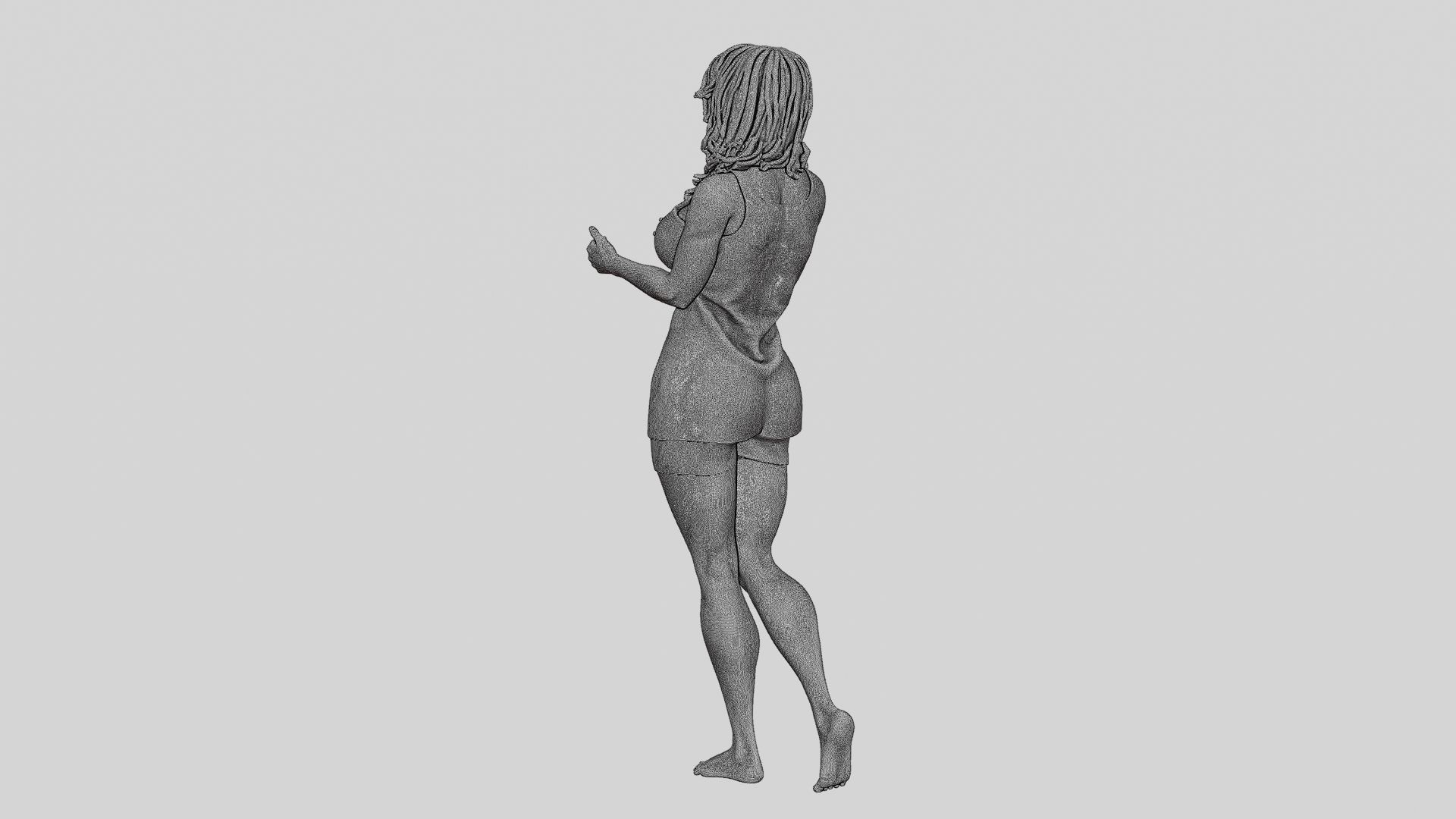 Young Woman Standing and Opening her Hands with Ready to Hug 3D print model_13