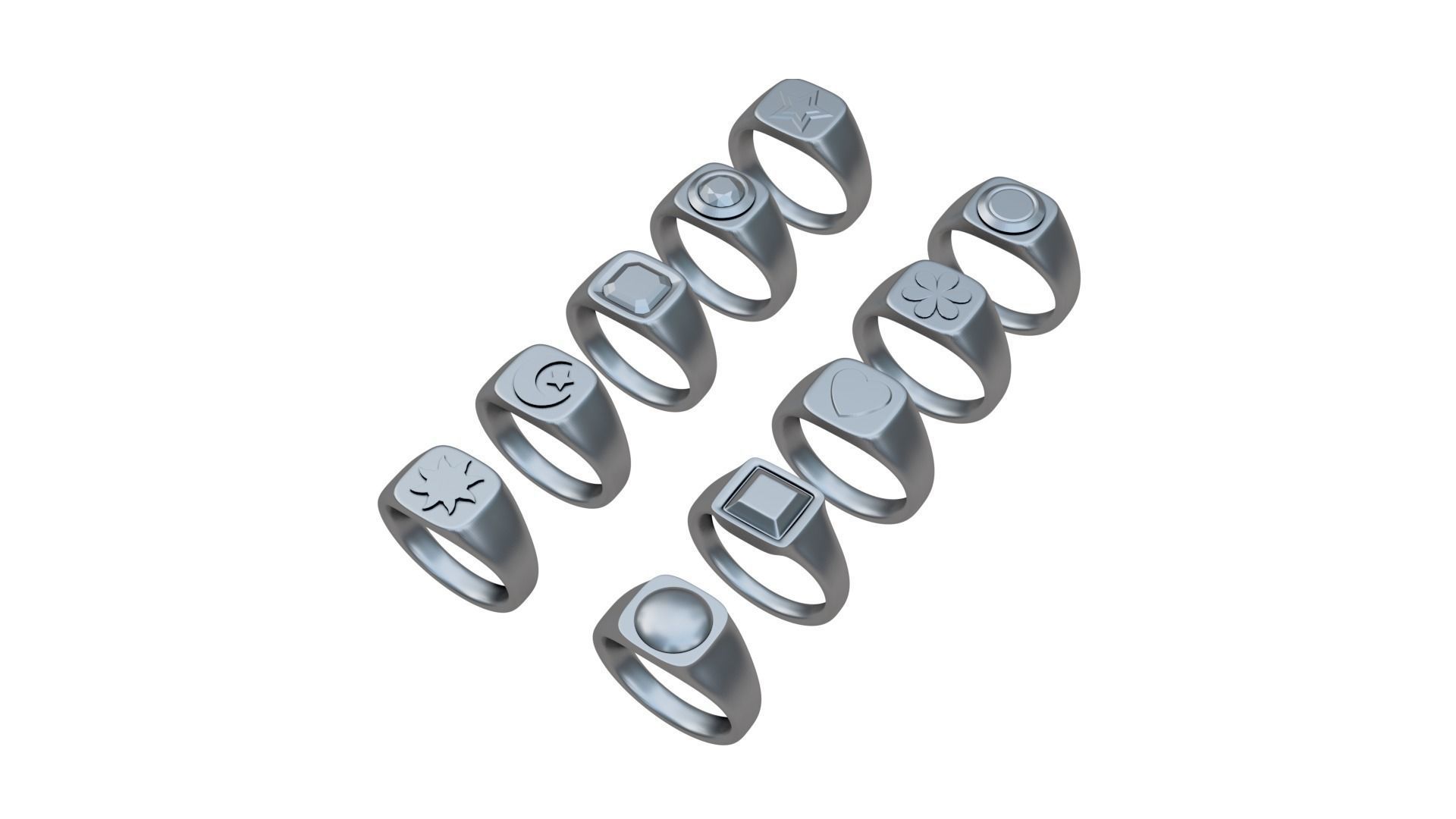 Collection of 10 Rings 3D print model_4