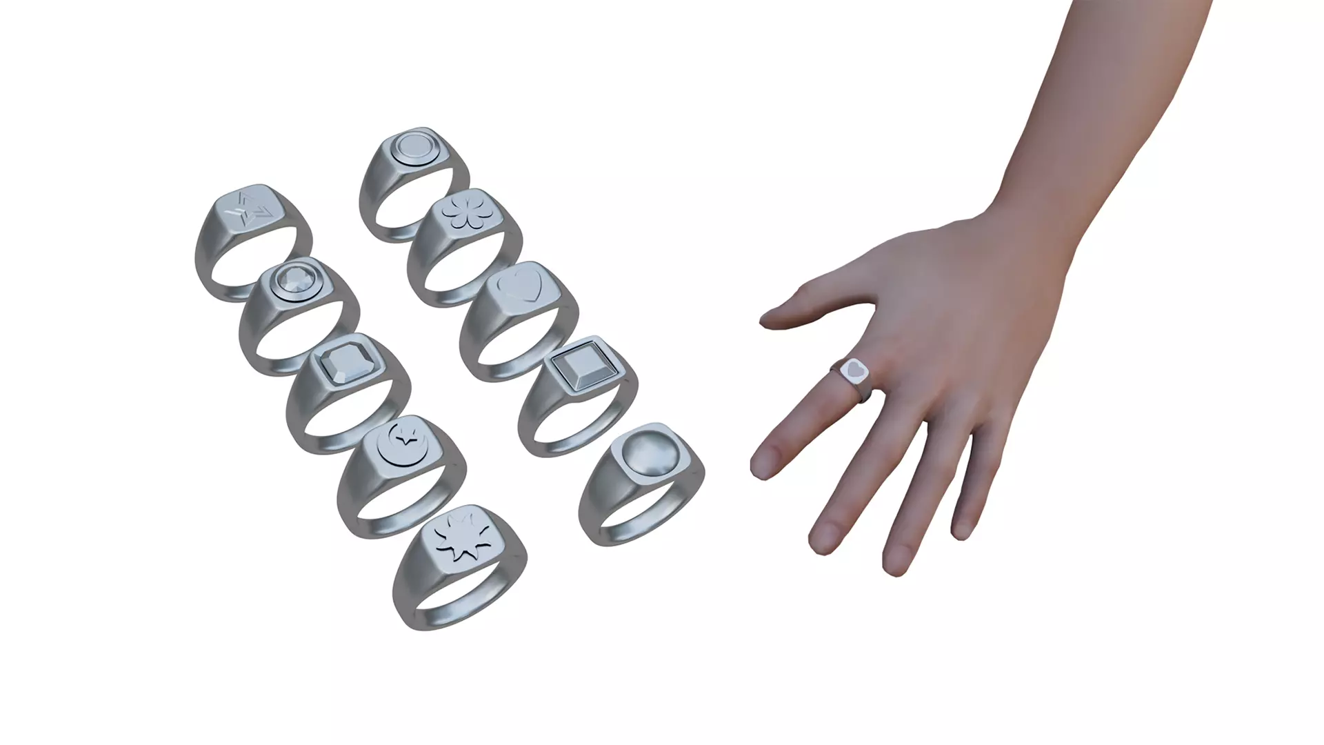 Collection of 10 Rings 3D print model_0