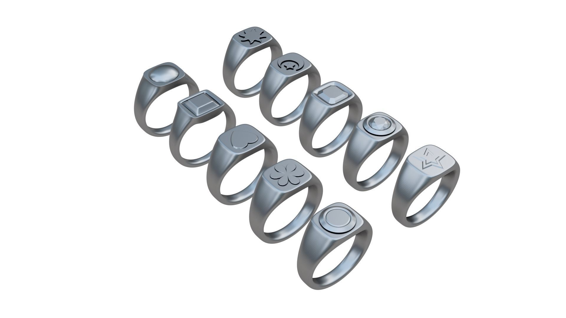 Collection of 10 Rings 3D print model_6