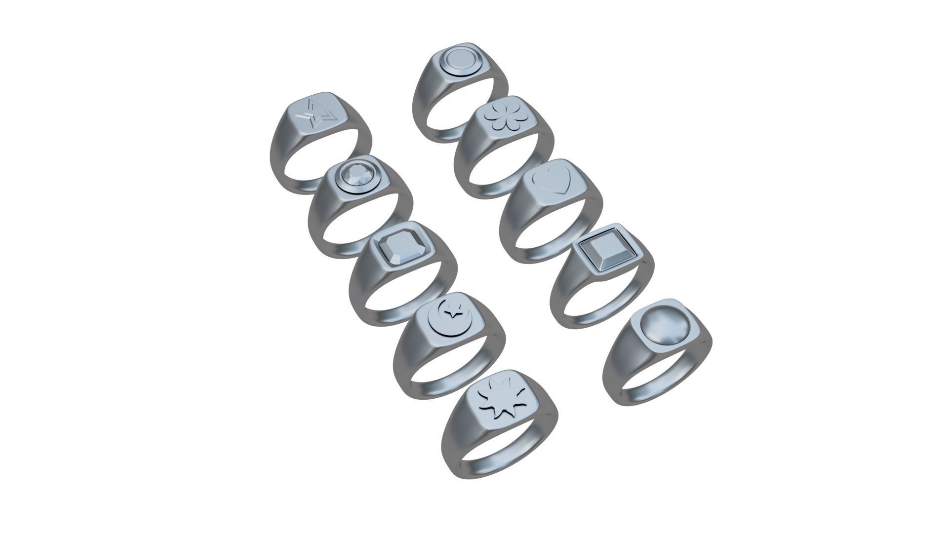 Collection of 10 Rings 3D print model_1
