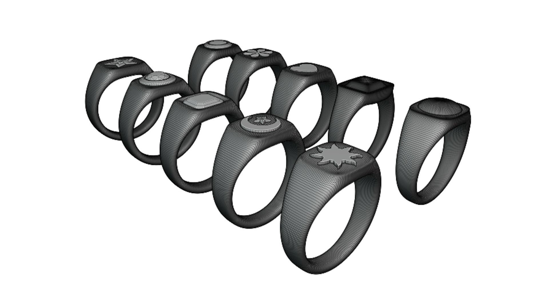 Collection of 10 Rings 3D print model_15
