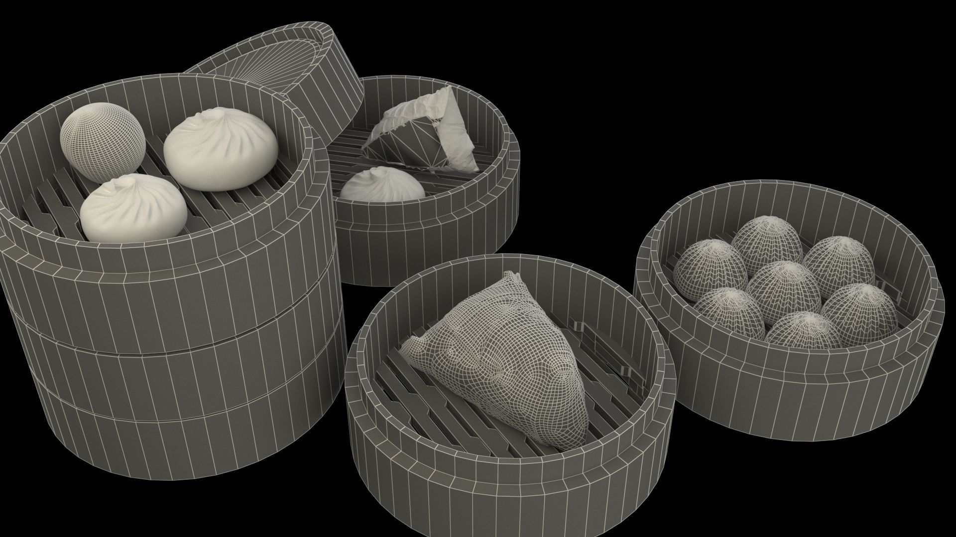 Chinese bamboo steamer 3D model_5