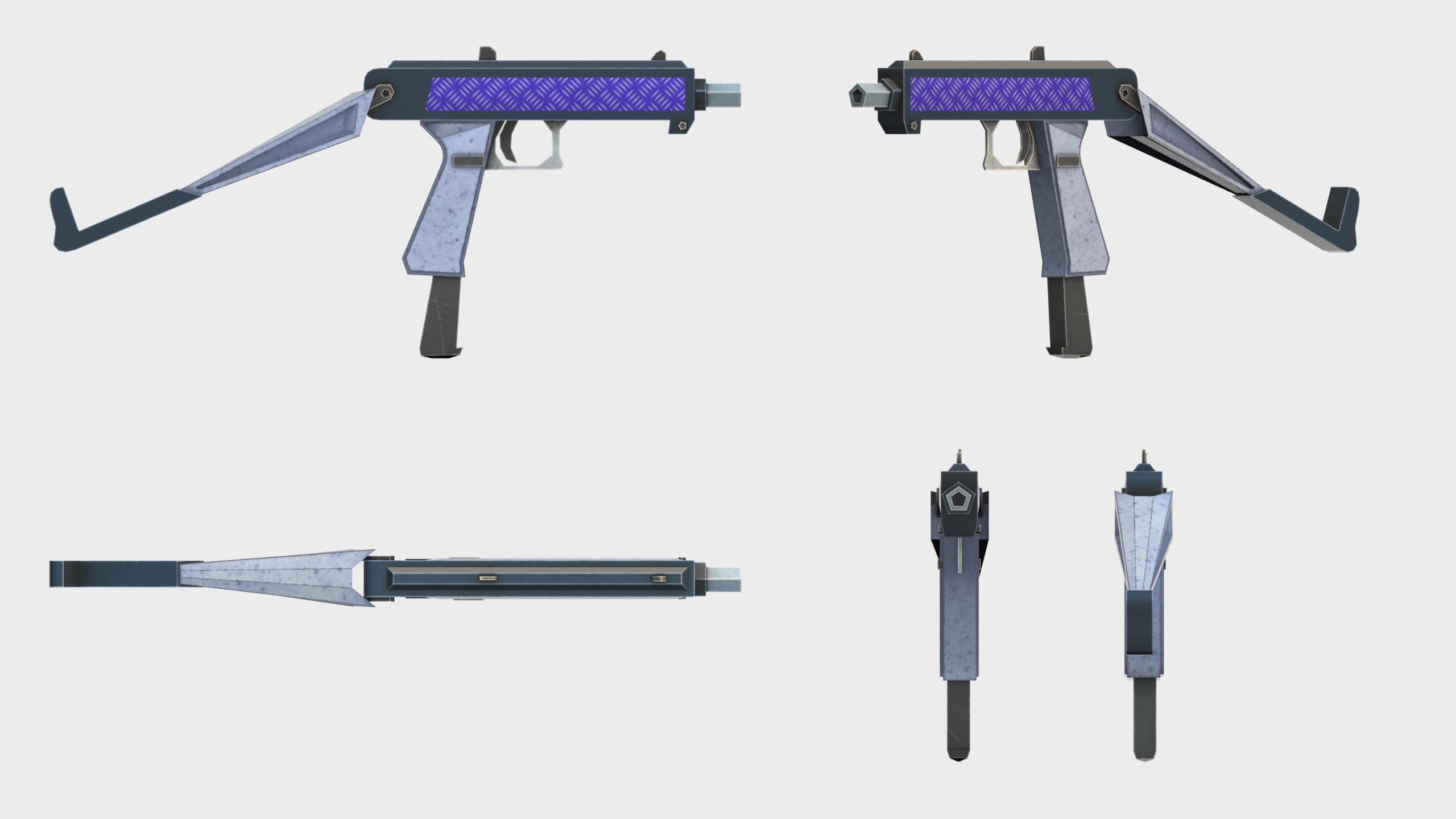 miniuzi gun with handle Low-poly 3D model_1