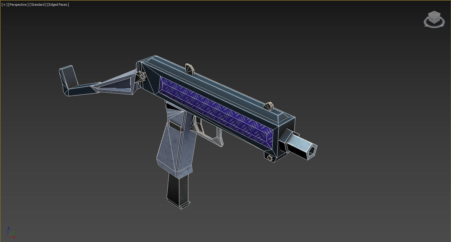 miniuzi gun with handle Low-poly 3D model_2
