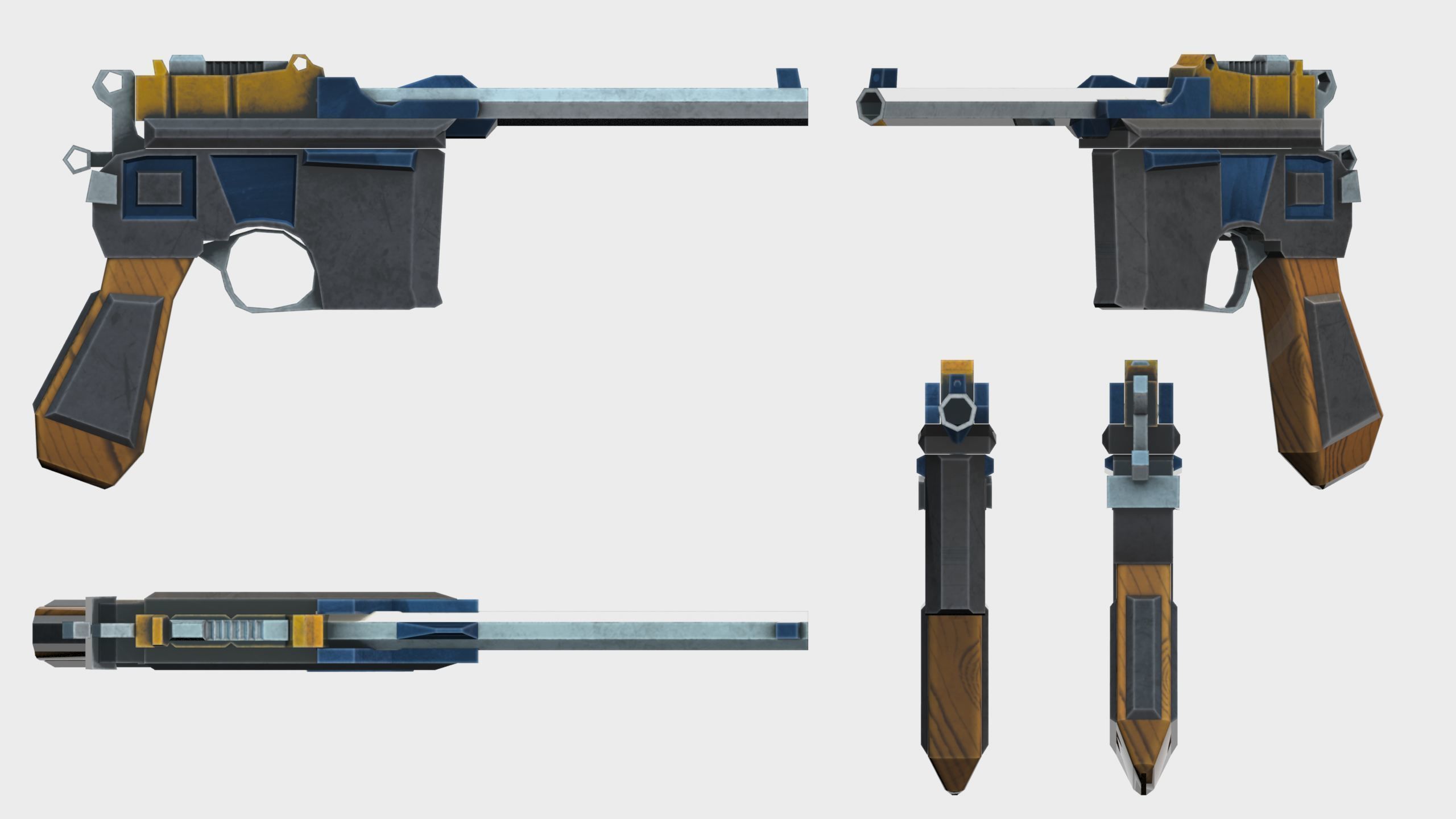 Mauser C96 Low-poly 3D model_1