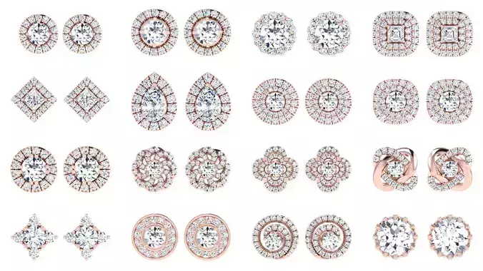 18 Solitaire pendant earrings  3D Model Collection