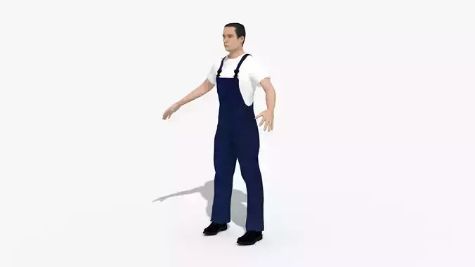 Male Worker Mechanic Work Man Character RIGGED Low-poly 3D model