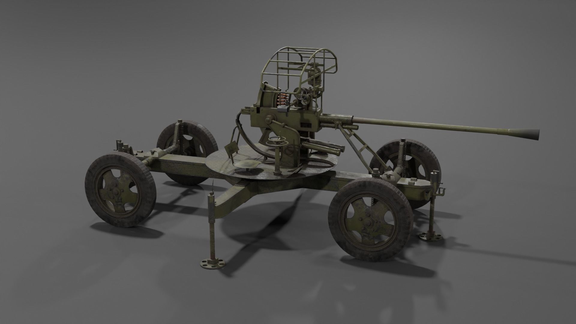 37 mm automatic air defense gun M1939 61-K Low-poly 3D model_17
