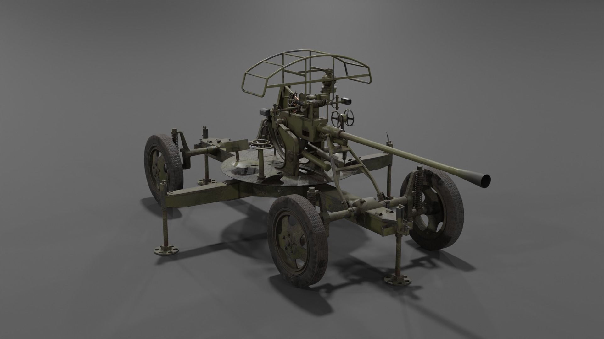 37 mm automatic air defense gun M1939 61-K Low-poly 3D model_20