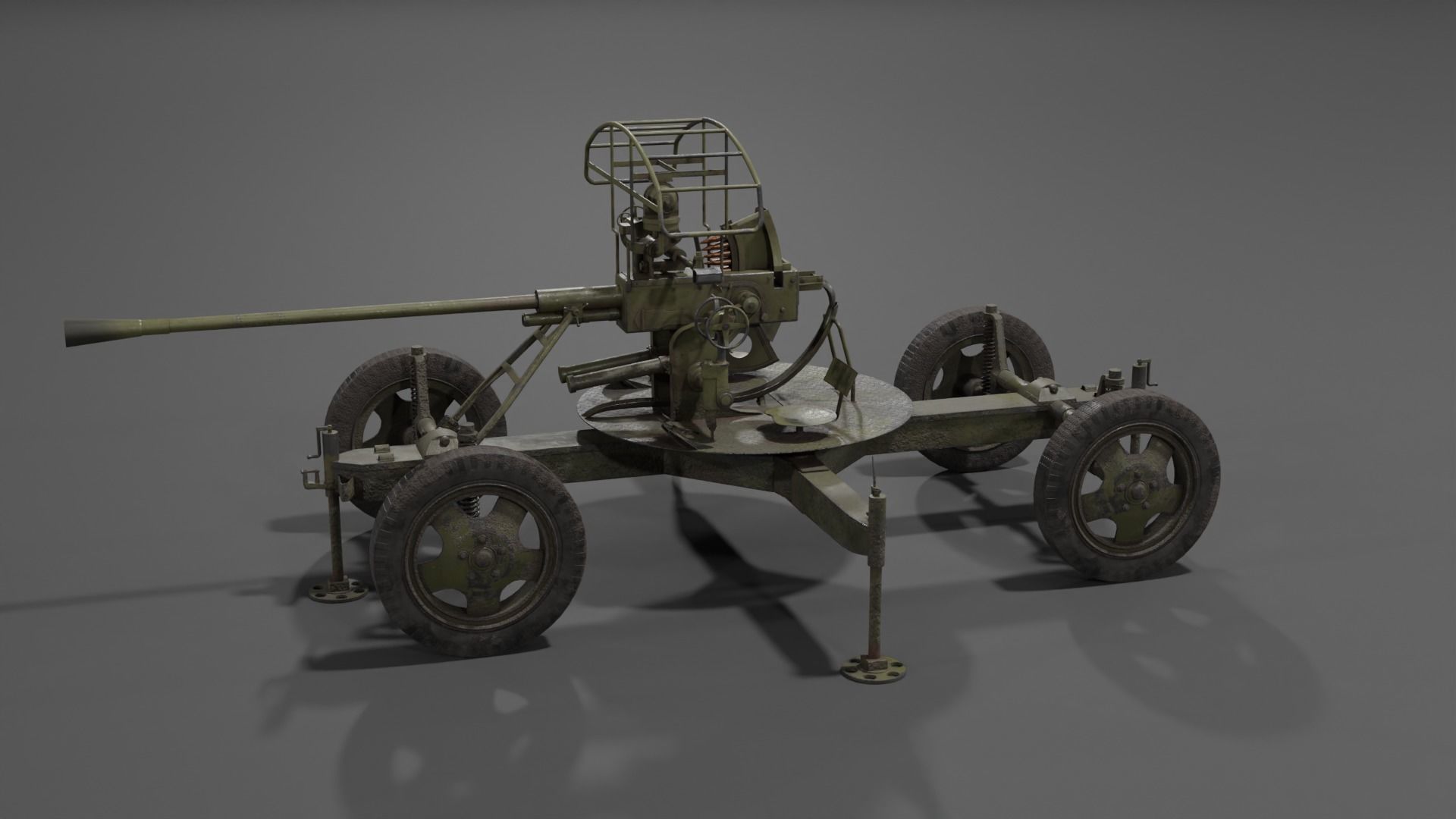 37 mm automatic air defense gun M1939 61-K Low-poly 3D model_12